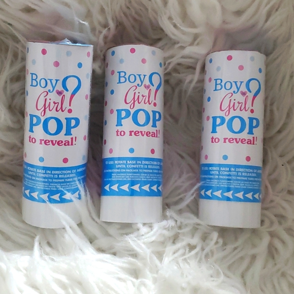 Boy gender reveal confetti poppers 3 pack